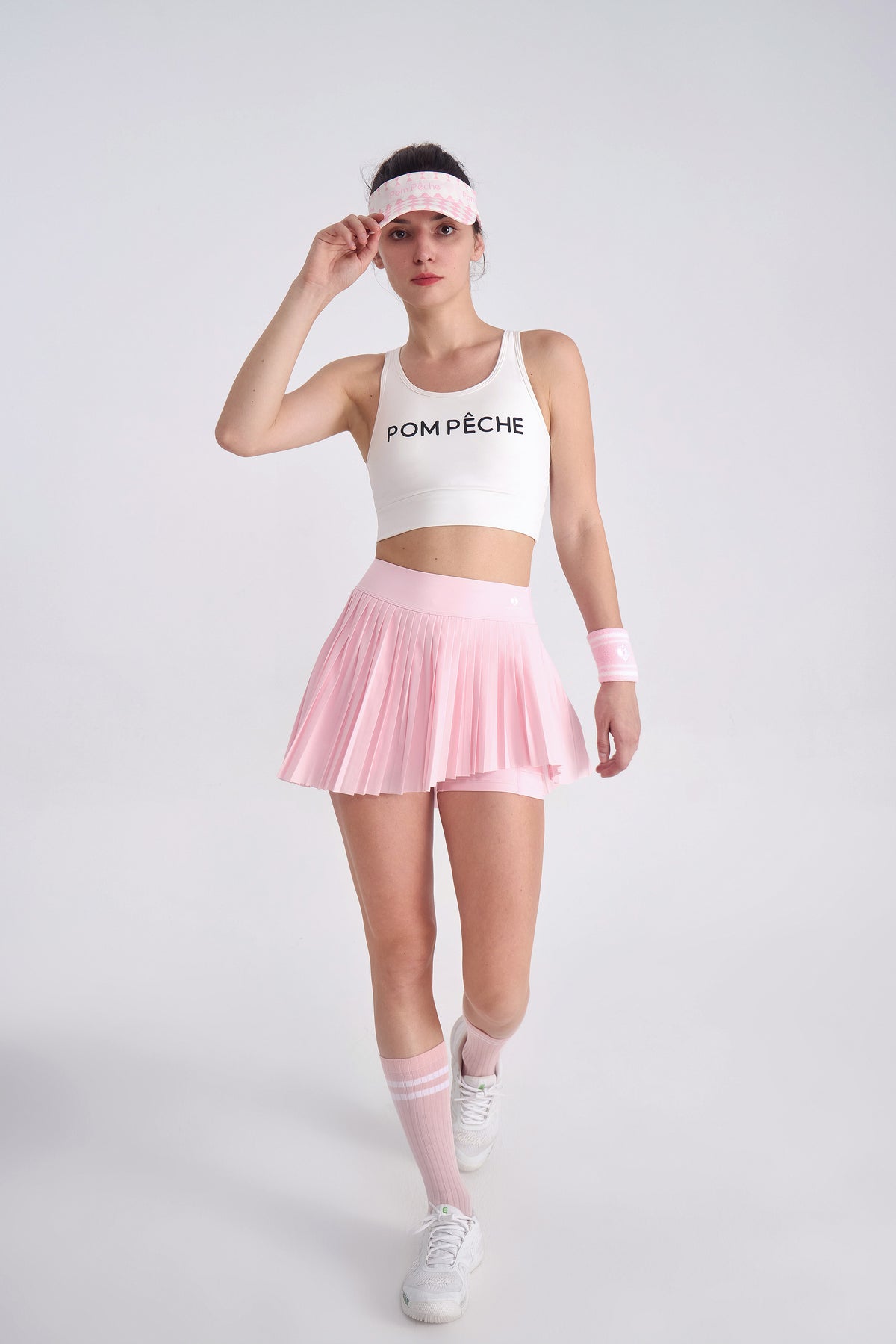 PAN プリーツ ミニ テニススカート ピンク - アシンメトリー・チャーム