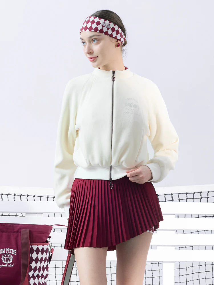 ZEPHYR クリーム フリース ジップアップ テニスジャケット