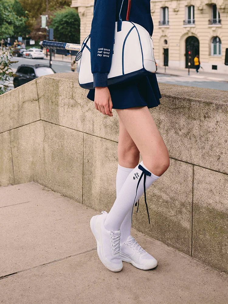 テニスロングソックス 美脚 柔らかい 伸縮性 スポーツリボン着脱可能 RADOSLAVA