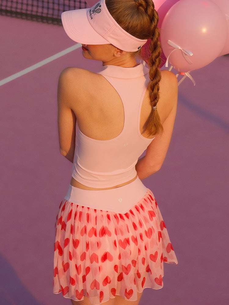 ROSALINE ロザライン・ジップフロント・ノースリーブ・トップス - チェリーブロッサム・ピンク