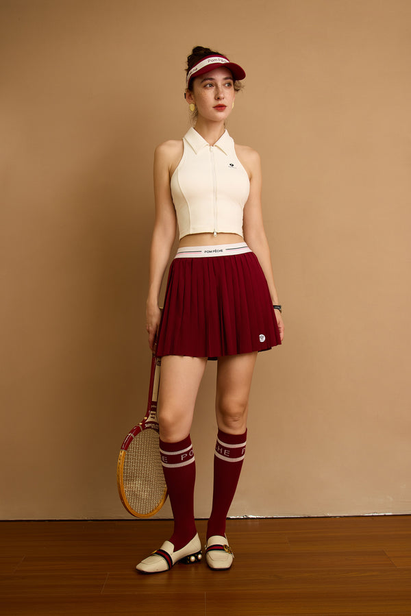 テニススカート　インナーパンツ付き プリーツスカート　 吸汗速乾 防臭 ワインレッド NYSIA