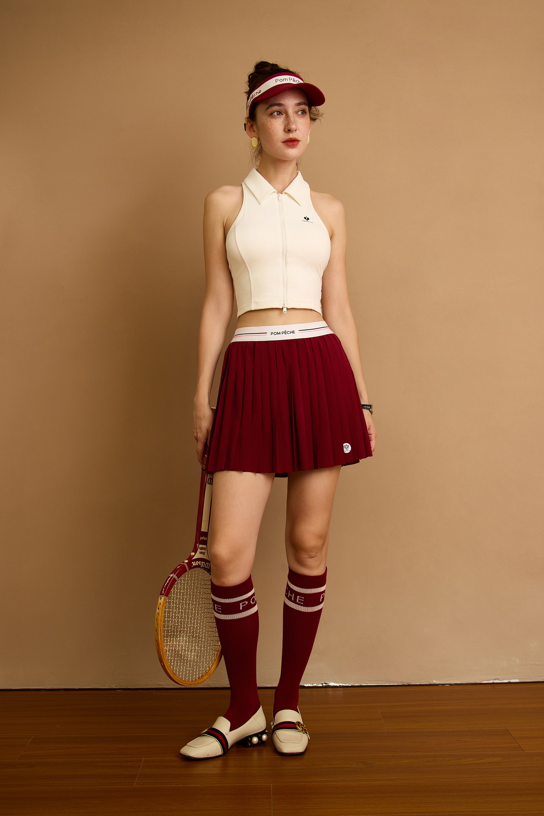 NYSIA ニシア　ワインレッド クラシック プリーツ テニススカート