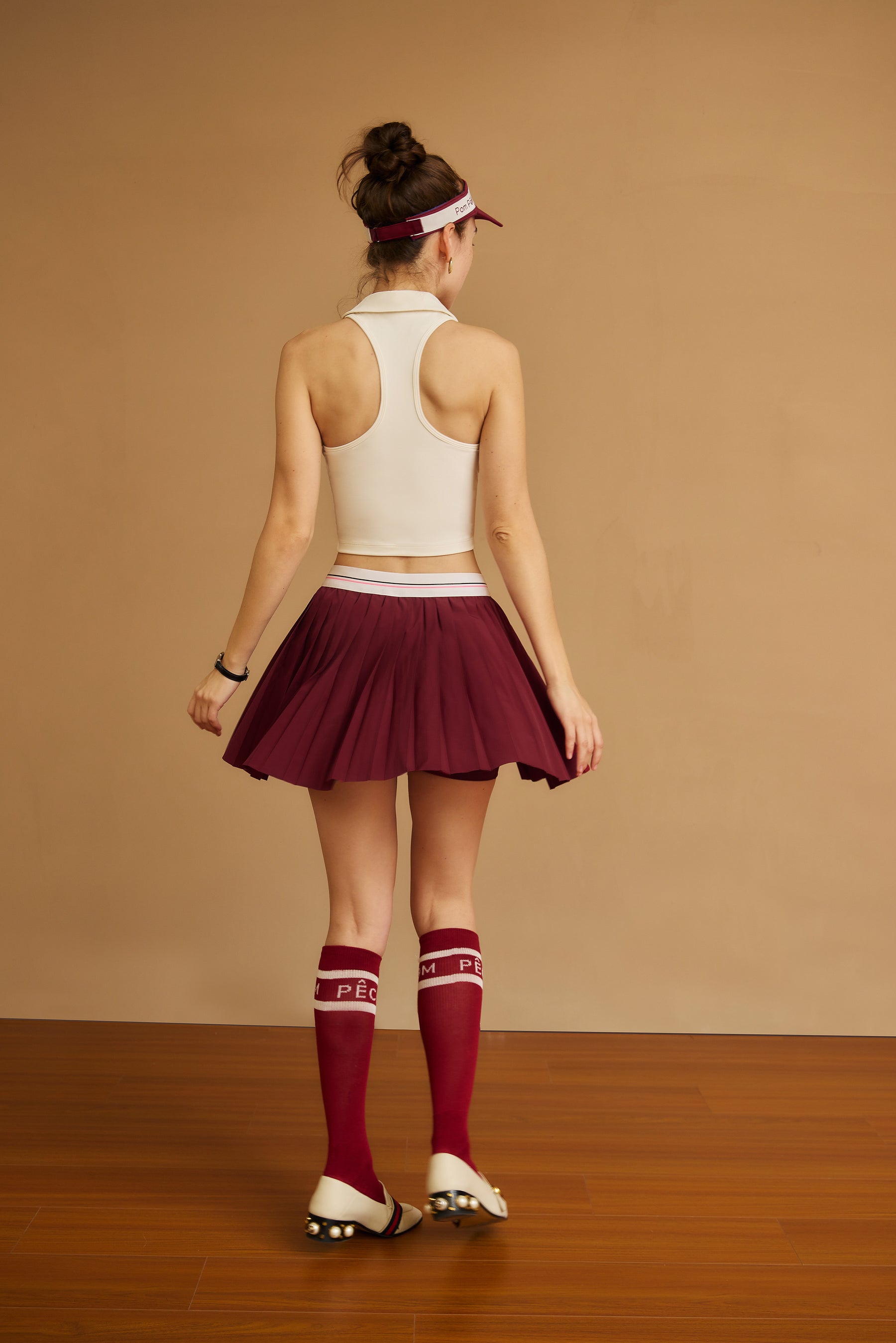 NYSIA ニシア　ワインレッド クラシック プリーツ テニススカート