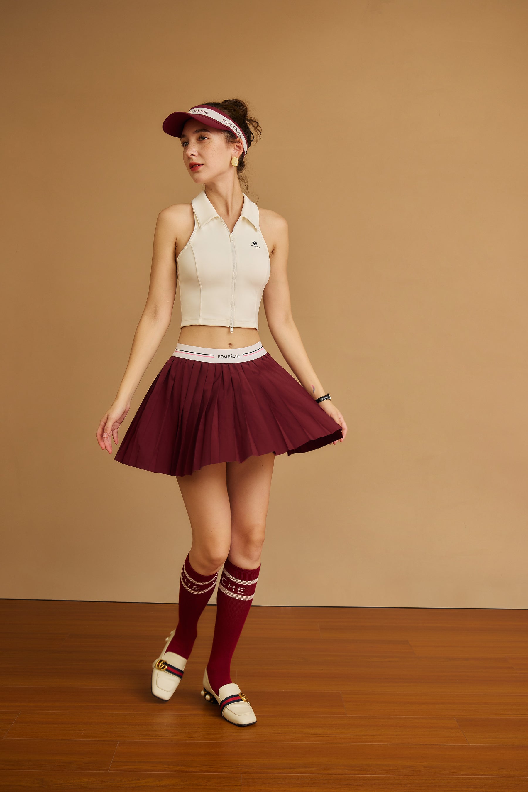 NYSIA ニシア　ワインレッド クラシック プリーツ テニススカート