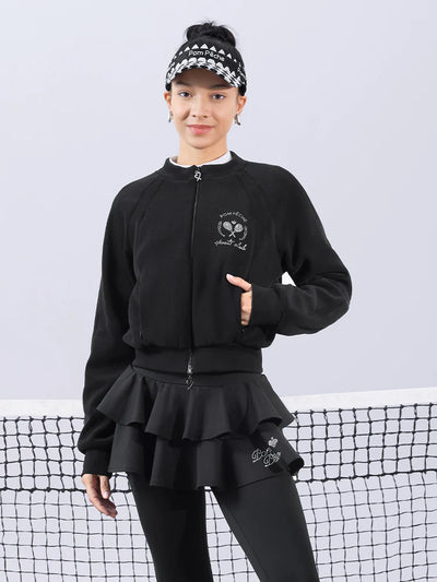 VERA　ブラック　フリース ジップアップ テニスジャケット