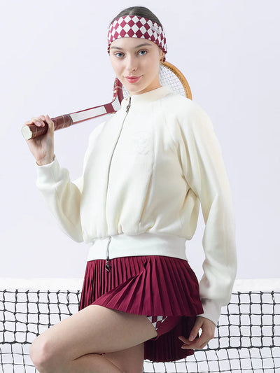 ZEPHYR　クリーム フリース ジップアップ テニスジャケット