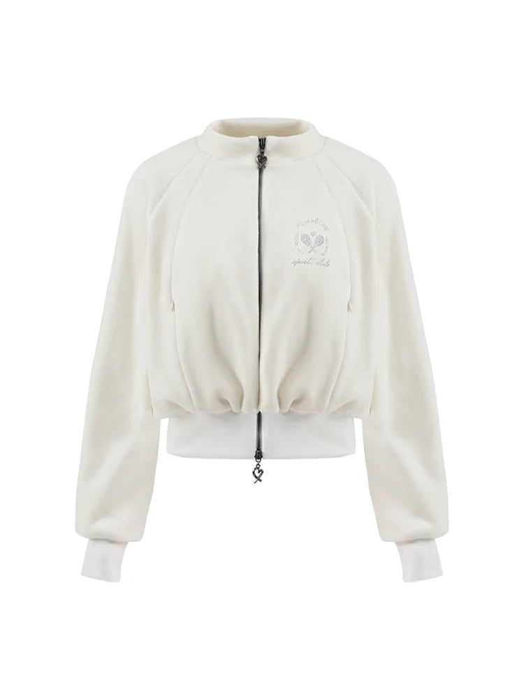 ZEPHYR　クリーム フリース ジップアップ テニスジャケット