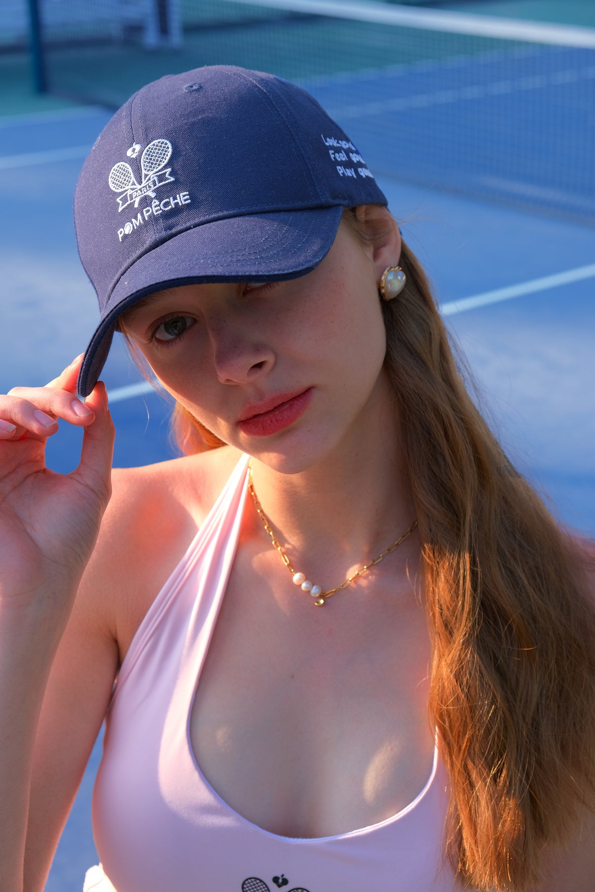 NAVER ネイバー ハードトップ リボン テニスキャップ - ブルー