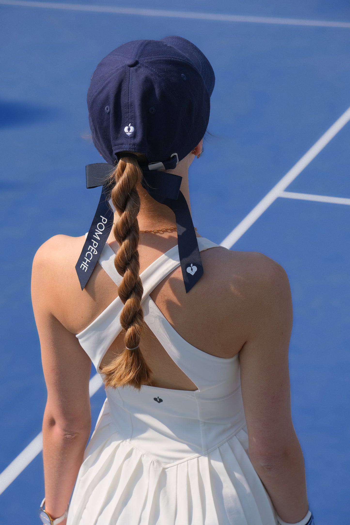 テニス キャップ　UVカット 小顔効果  サイズ調節可能 綿 100％リボン付き　 男女兼用 ブルー NAVER