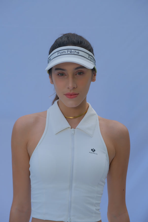 ベーシックサンバイザー　小顔効果　サイズ調整可能　吸汗性　軽い ホワイト　ZOE