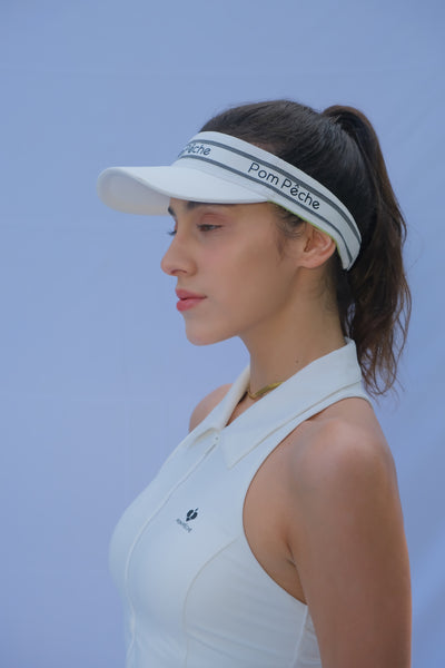 ベーシックサンバイザー　小顔効果　サイズ調整可能　吸汗性　軽い ホワイト　ZOE