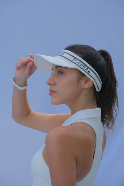 ベーシックサンバイザー　小顔効果　サイズ調整可能　吸汗性　軽い ホワイト　ZOE