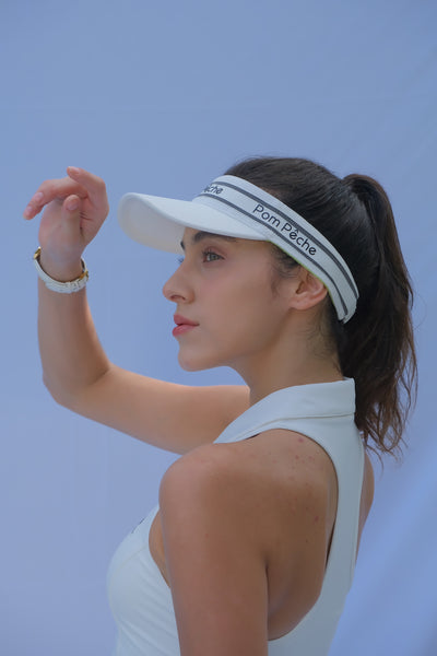 ベーシックサンバイザー　小顔効果　サイズ調整可能　吸汗性　軽い ホワイト　ZOE