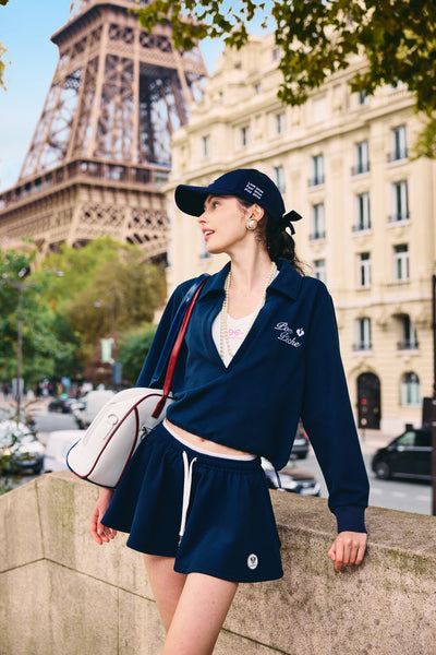 RAMONA ラモナ フローウィー Aライン テニススカート（ネイビーブルー）