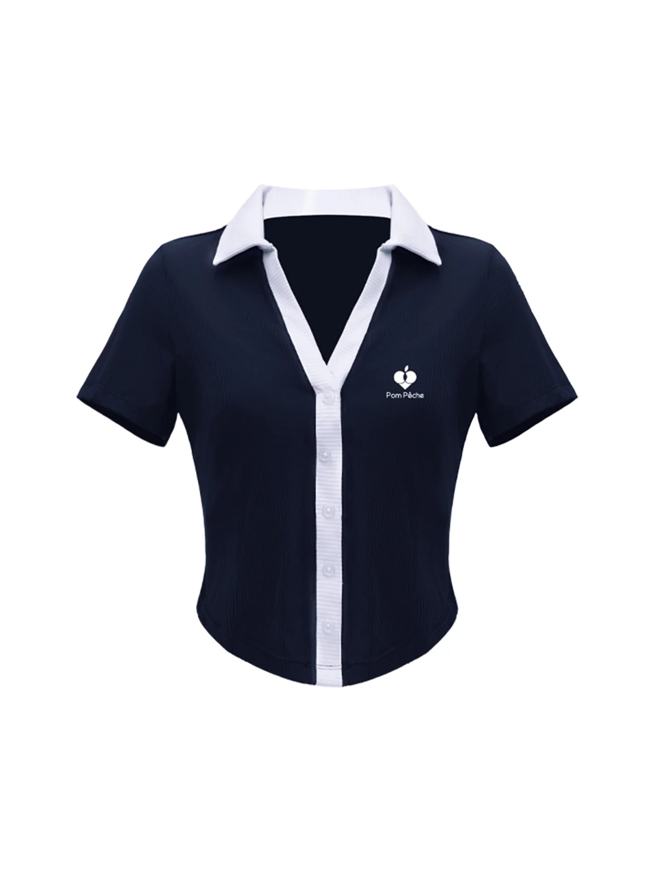 OSWALD ブラパッド付き タイトフィット ポロトップス - ネイビーブルー