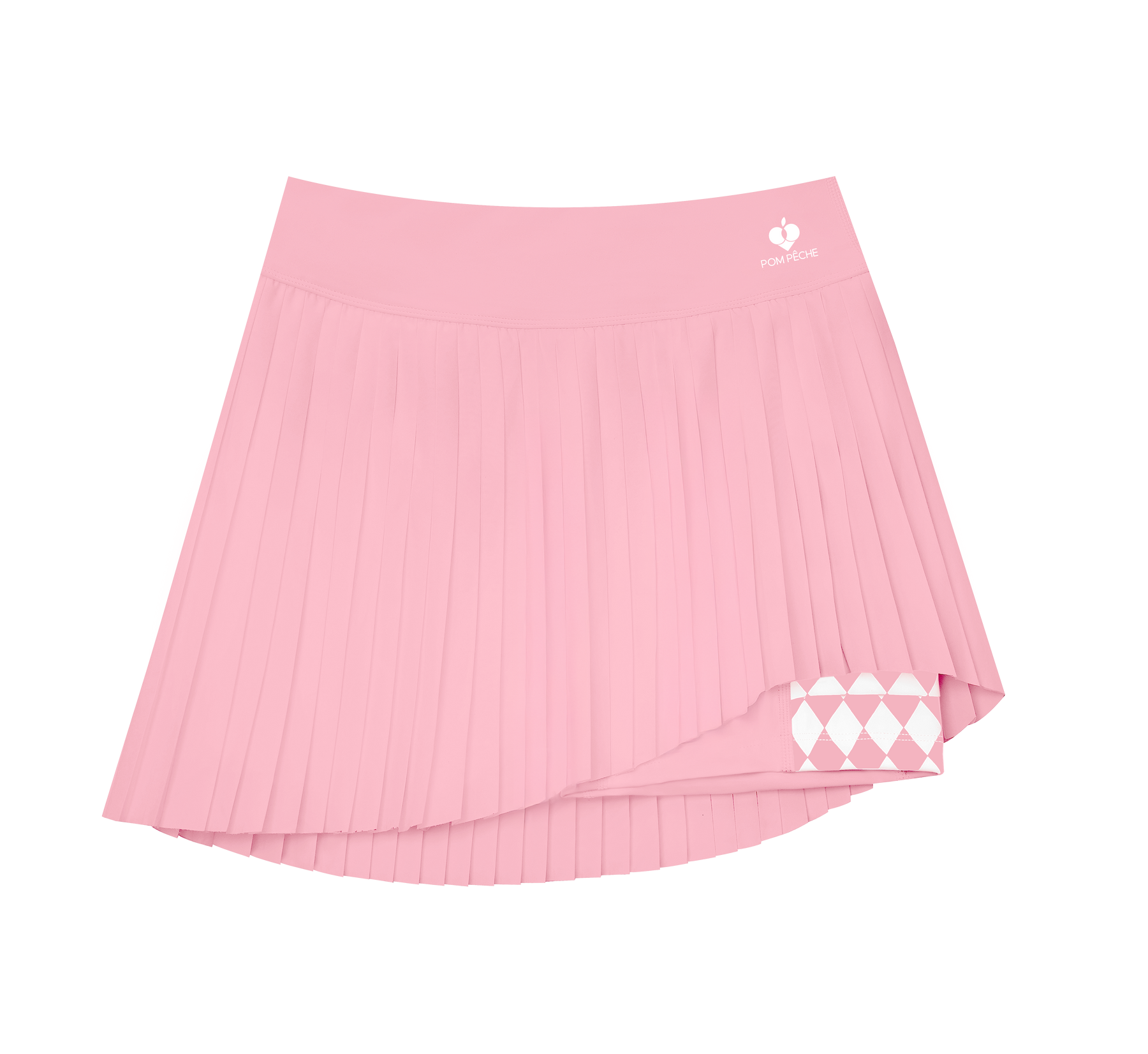 テニススカートハイウエスト　非対称デザイン　紫外線防止　ピンク　PAN