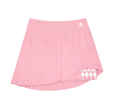 テニススカートハイウエスト　非対称デザイン　紫外線防止　ピンク　PAN