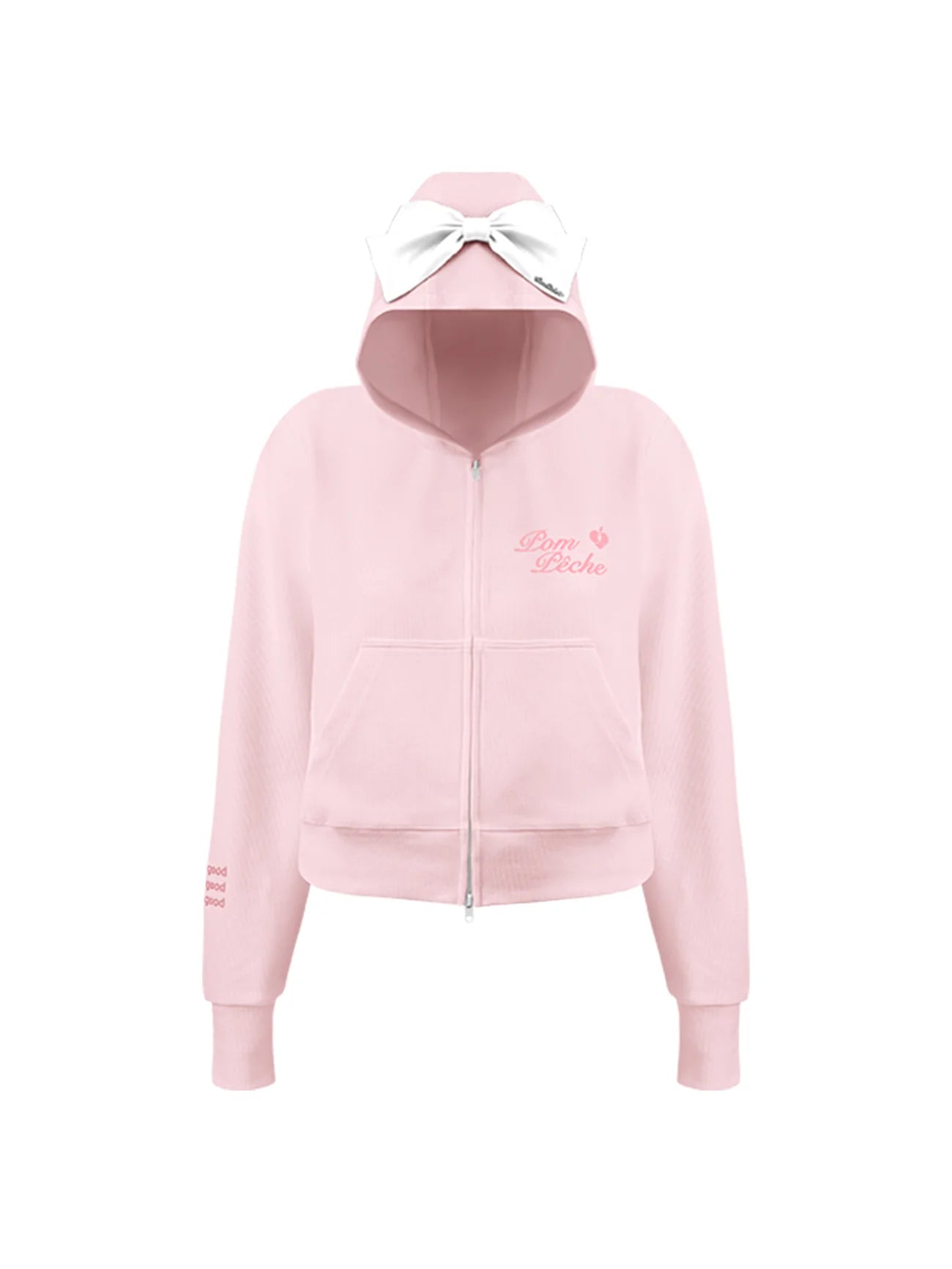 テニスパーカー　ダブルファスナー仕様　リボン取り外し可能　ワッフリ素材　かわいい　ピンク　PAMELA