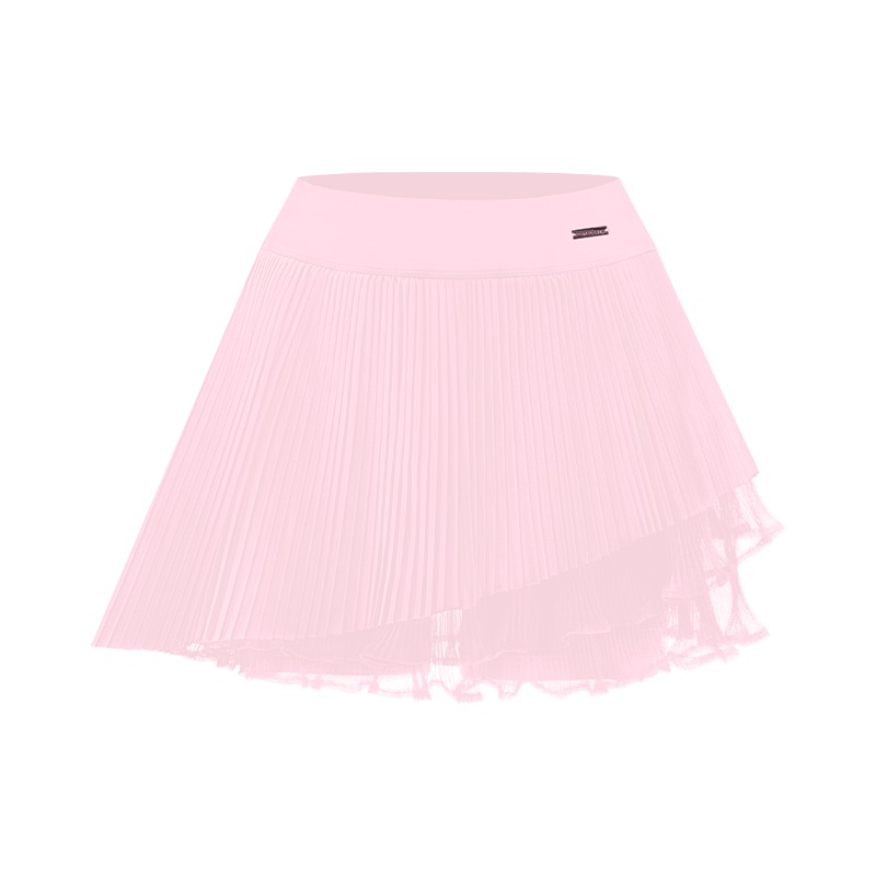 多層スカート　プリーツデザイン　内蔵スポーツショーツ ピンク TAMARA