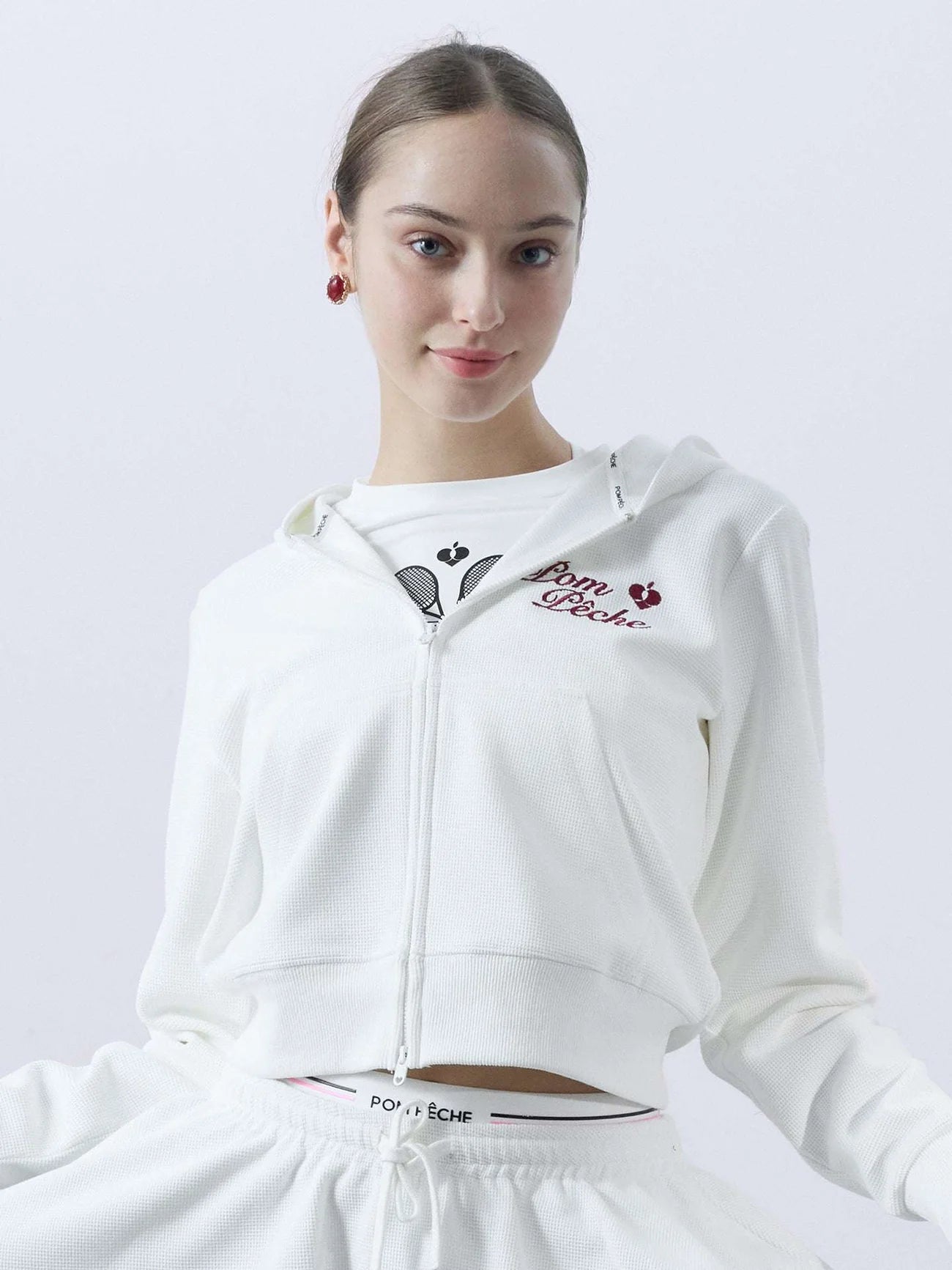 NOVA ワッフル ジップアップ フーディー - ホワイト